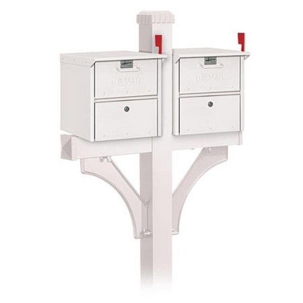 Salsbury Industries Salsbury Industries 4325WH-7200 Roadside Mailboxes with 2 Sided Deluxe Post for (2) Mailboxes - White 4325WH-7200